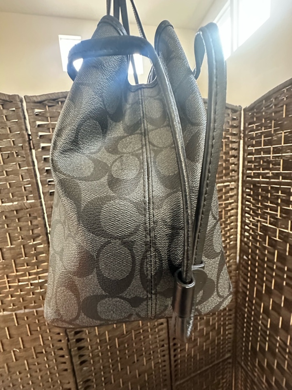 Coach Black Signature Canvas Tote - Picture 5 of 9